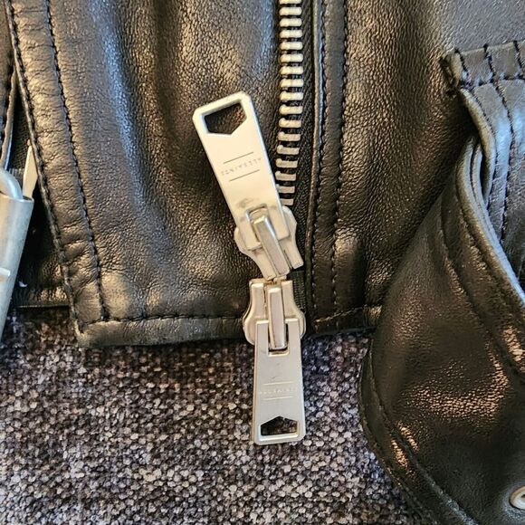 ALL SAINTS | RARE Gidley Leather Biker Jacket Sz 2 Black Studded Rocker Staple - Picture 5 of 13